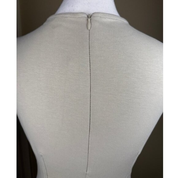 Zara Sheath Dress S Beige Sleeveless Tailored Cotton Blend Minimalist NWOT - Picture 7 of 13